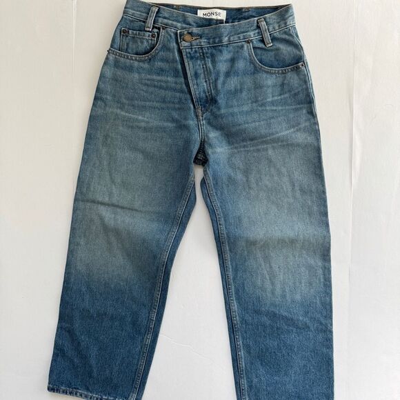 Monse Boyfriend Cropped Jean Mit Weitem Bein Blue Jeans Size 2 NWOT - Picture 3 of 11